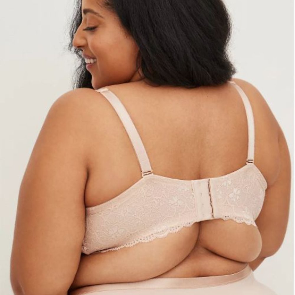 PUSH-UP PLUNGE BRA - MICROFIBER & LACE BEIGE - Picture 4 of 4